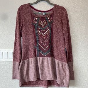 Maurices Scoop Neck Embroidered Sweater L